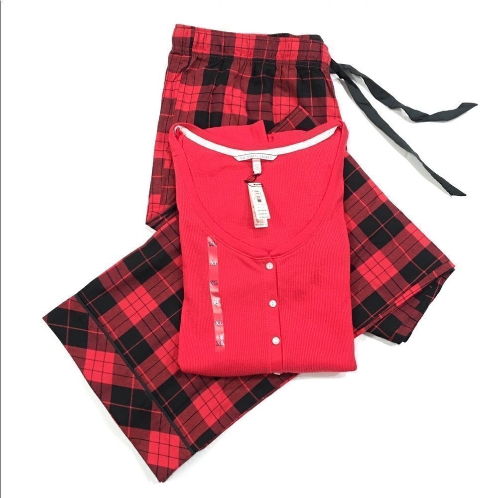Victorias Secret Dreamer flannel Henley pajama set